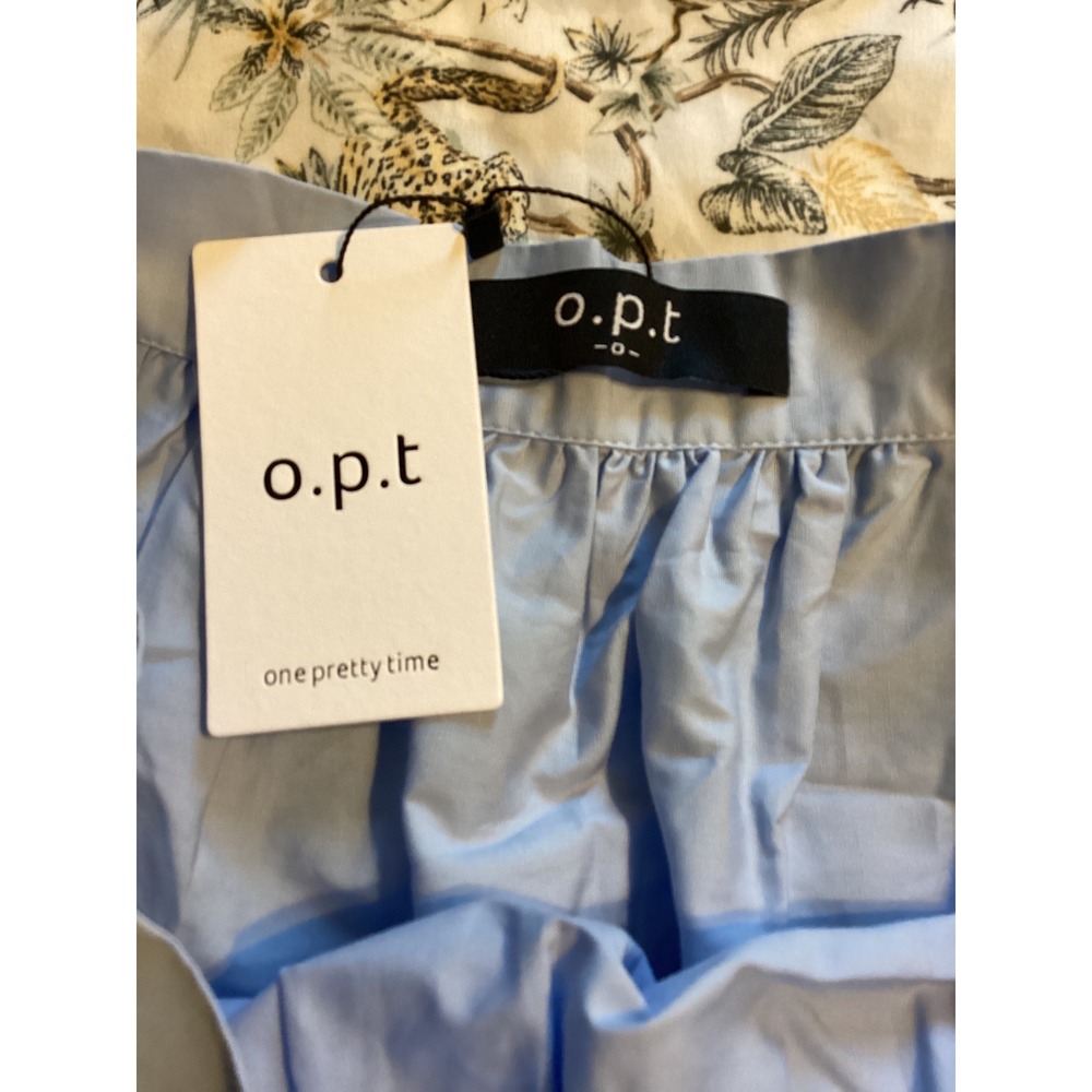 Few Moda OPT One Pretty Time Blue Cotton Tiered Maxi Skirt Eyelet Lace Trim - Picture 7 of 9